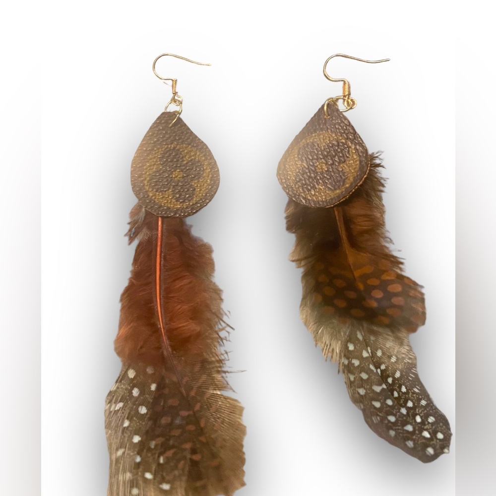 LV feather earrings